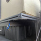 Closeup of truck bed corner 8020 aluminum extrusion frame of P.L.A.T. adaptable lifted truckbed system